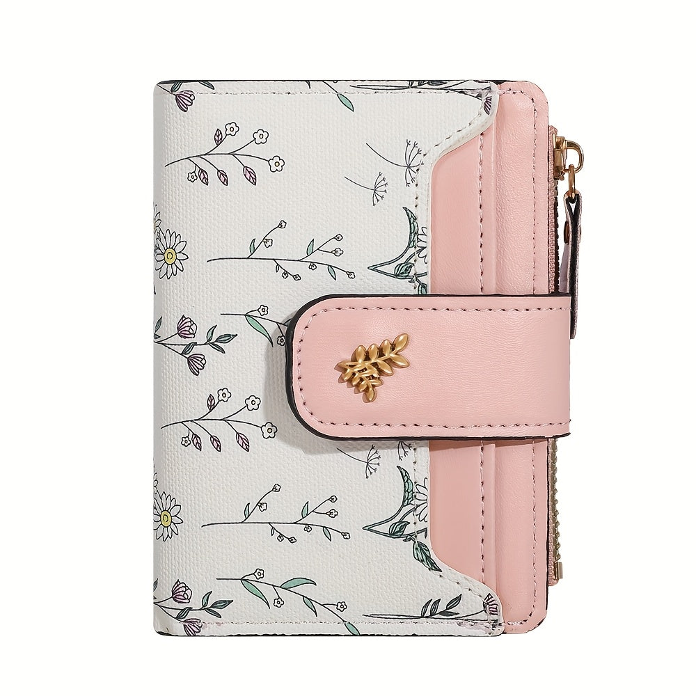 floral print hardware button bifold wallet temu