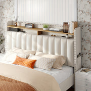king size upholstered bed frame storage 2 tier headboard 2