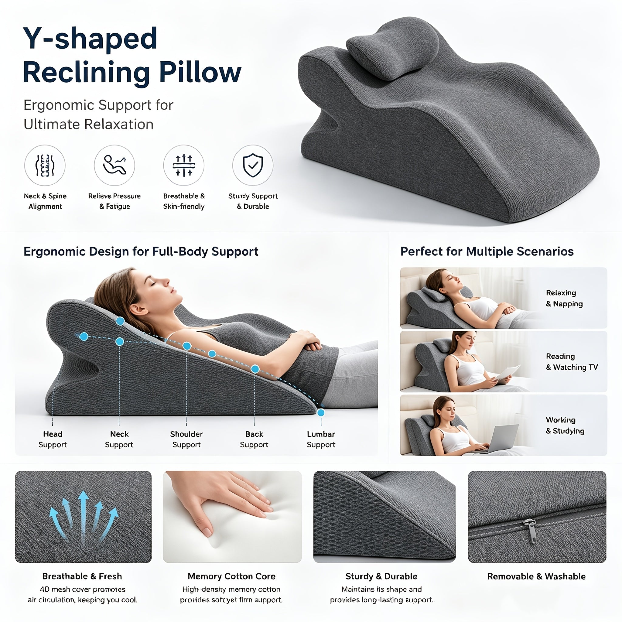 memory foam bed wedge pillow multi purpose