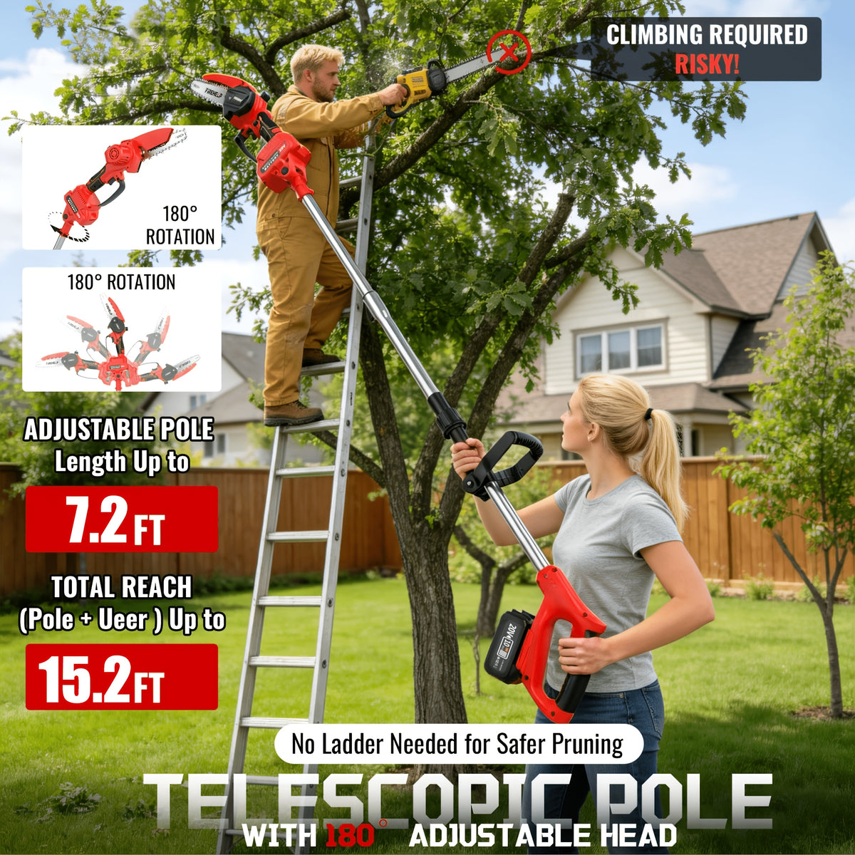 telescopic high branch saw cordless design brushless