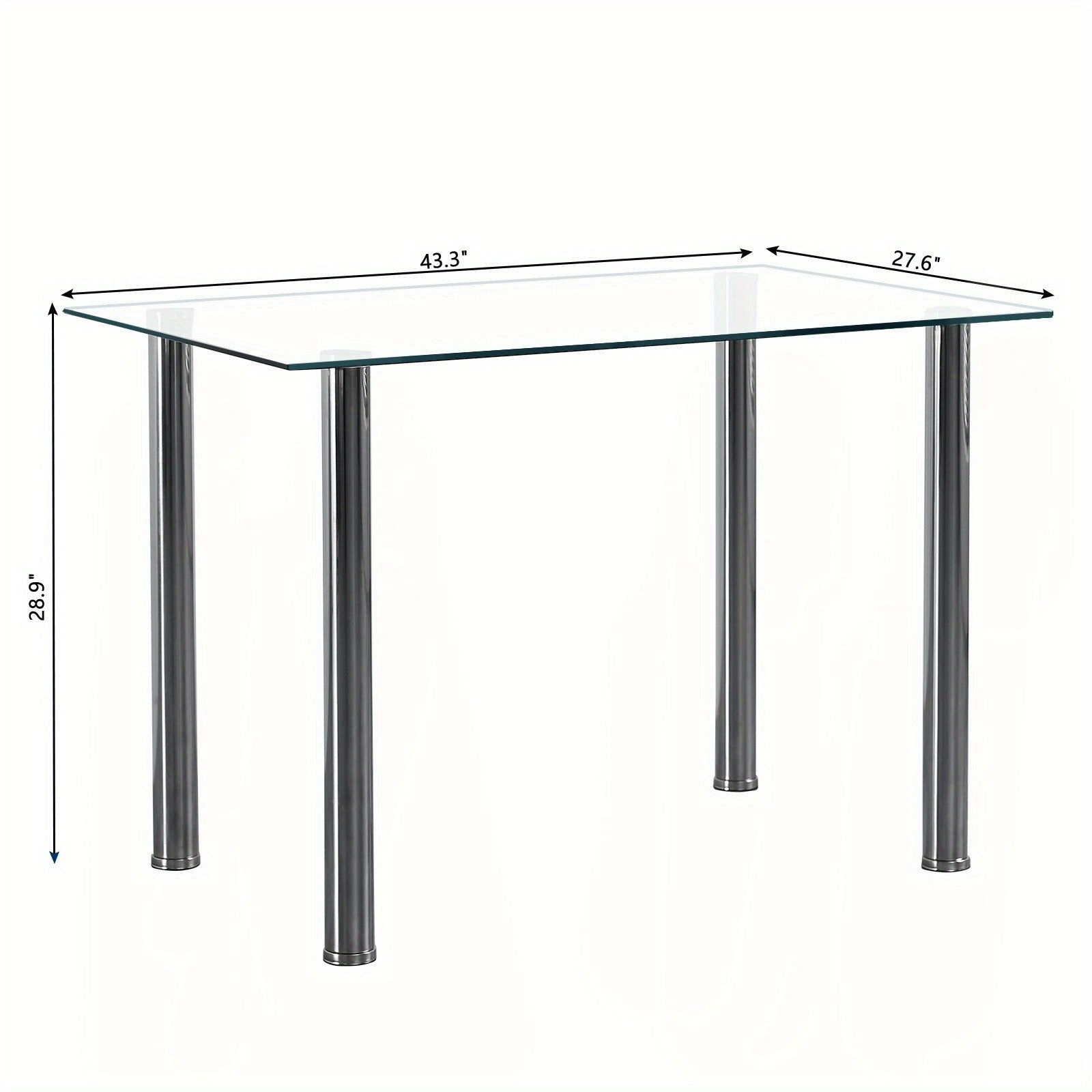 5pcs modern dining set glass   4 leather chairs