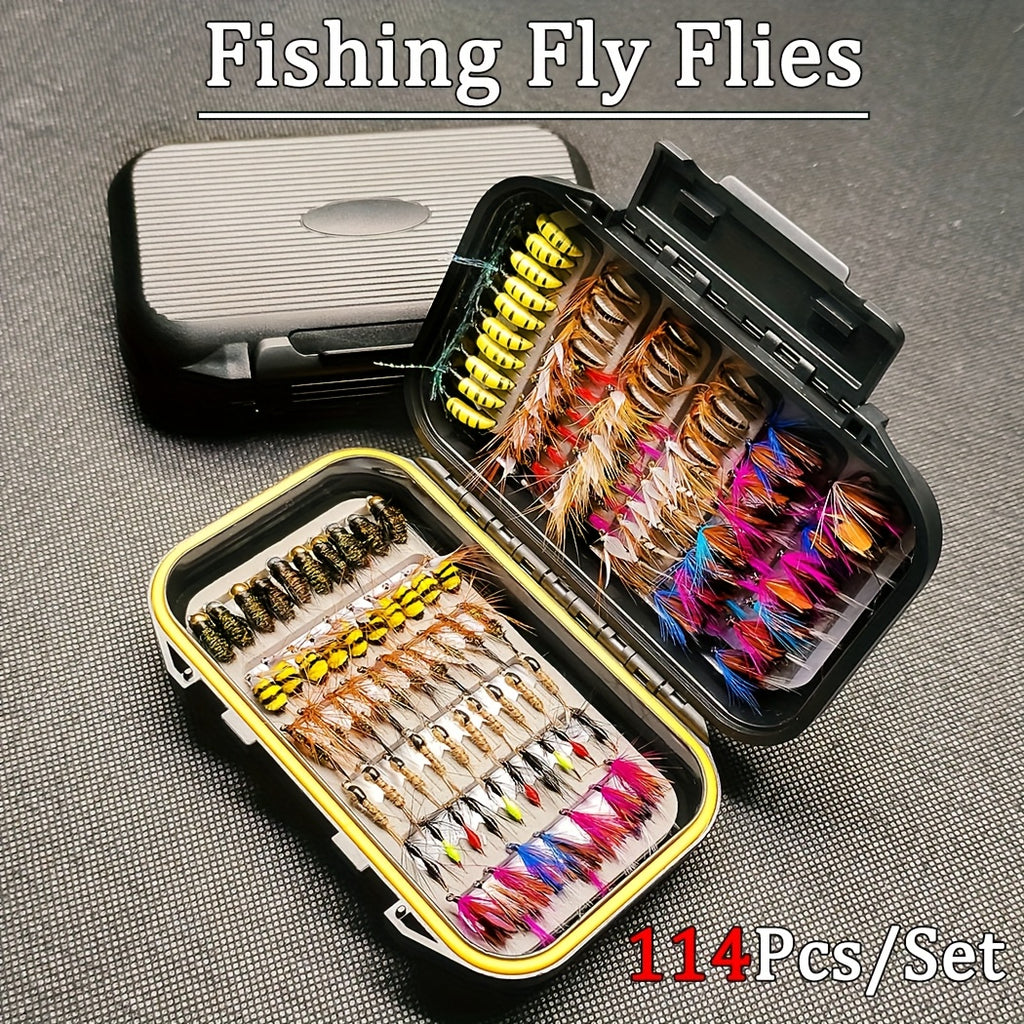 114pcs fly set plastic   assortment nymph