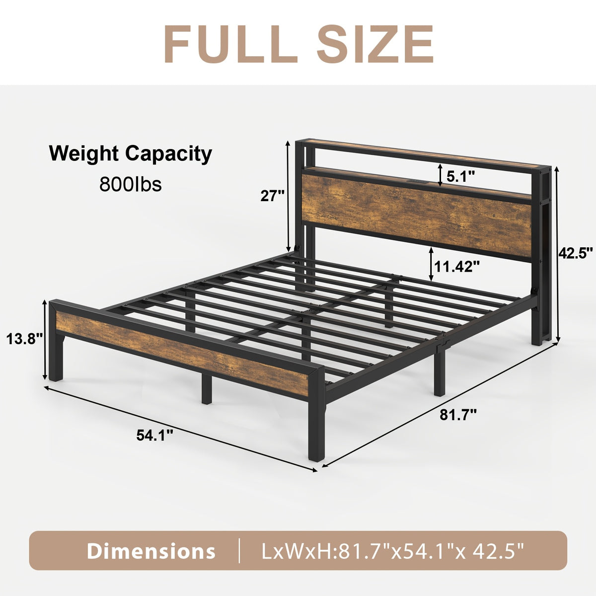 full queen king size bed frame storage metal platform bed