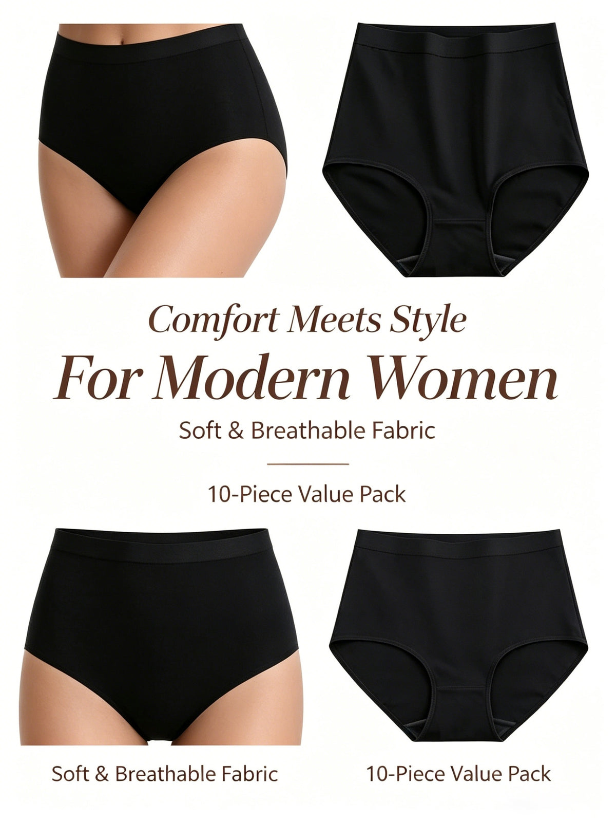 10 pack comfortable womens high waist underwear seamless