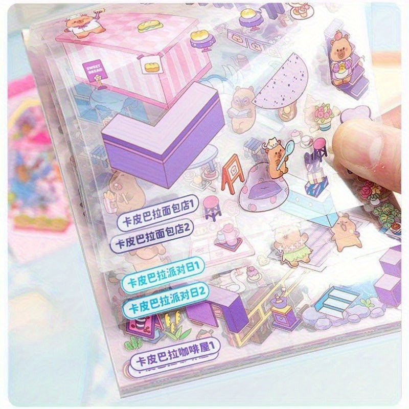 page soft colored cute character sticker book stackable