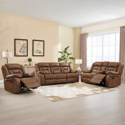 faux leather manual recliner set 3 seat sofa loveseat