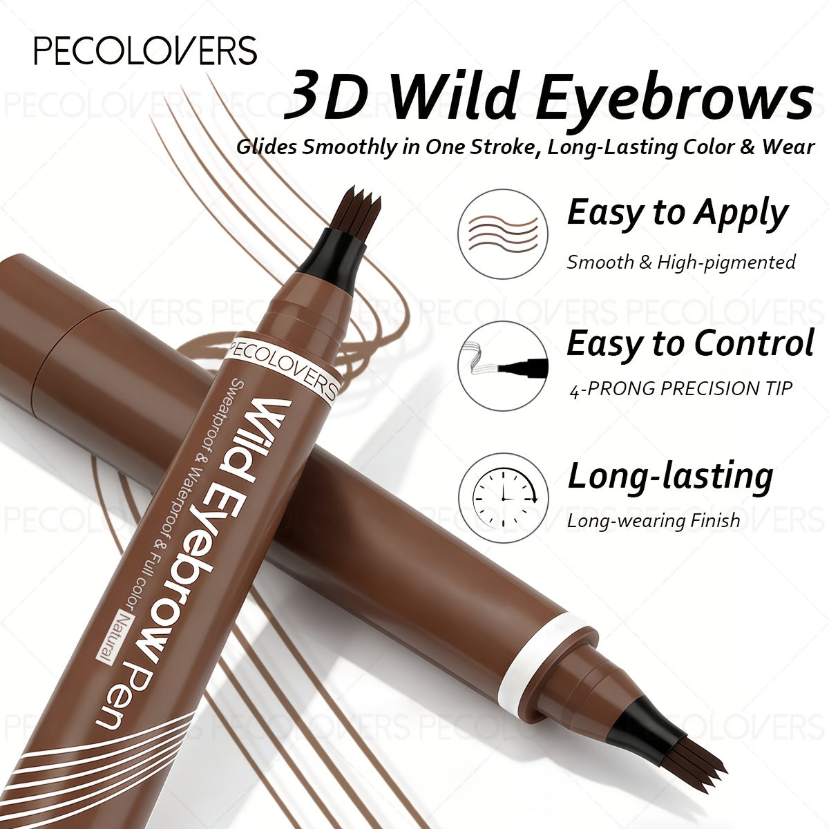 1pc waterproof eyebrow pen 6 colors featuring a 4 fork tip