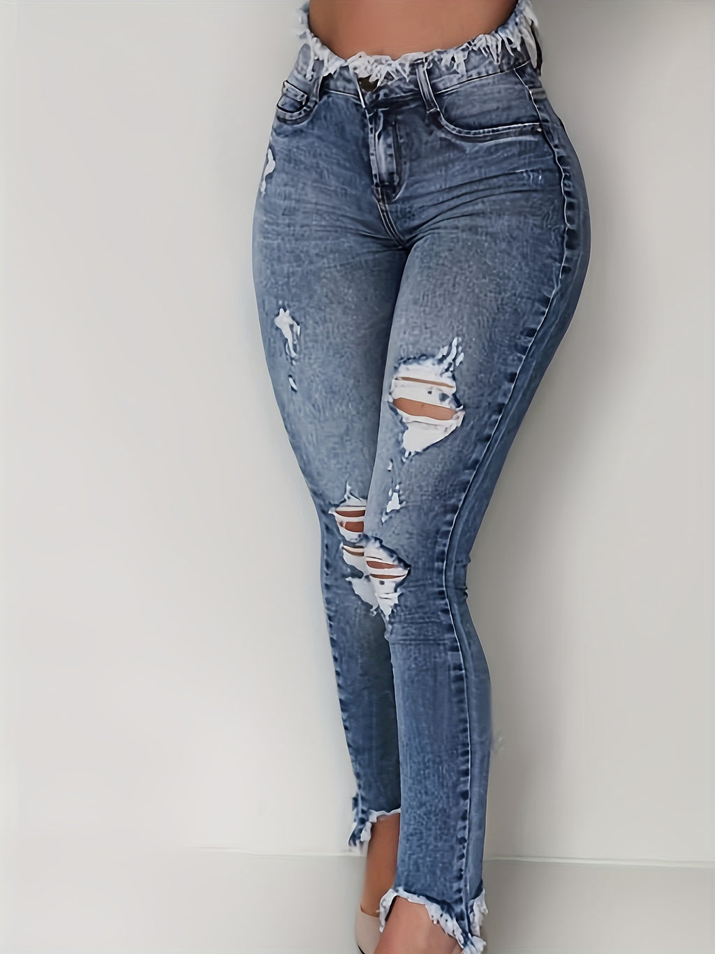 womens fashion irregular ripped jeans womens     jeans