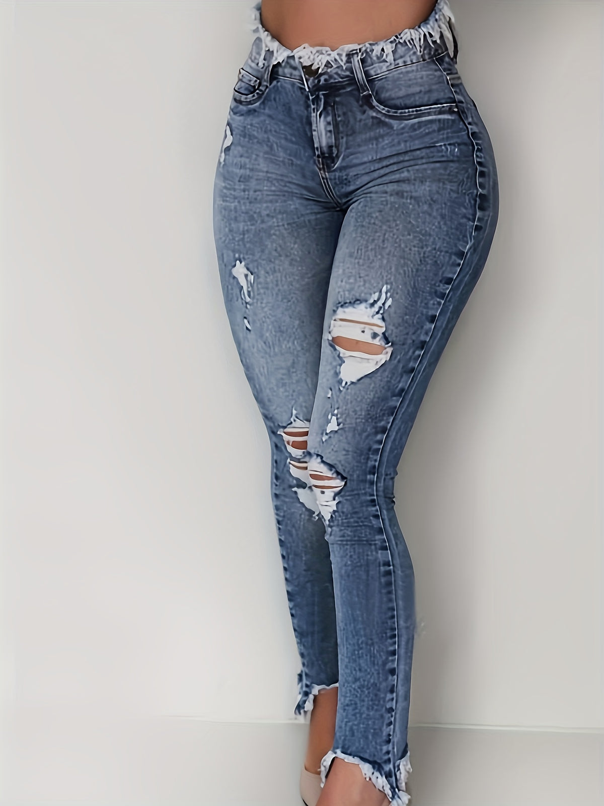 womens fashion irregular ripped jeans womens     jeans