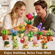 flowers plants mini building set   1697pcs botanical
