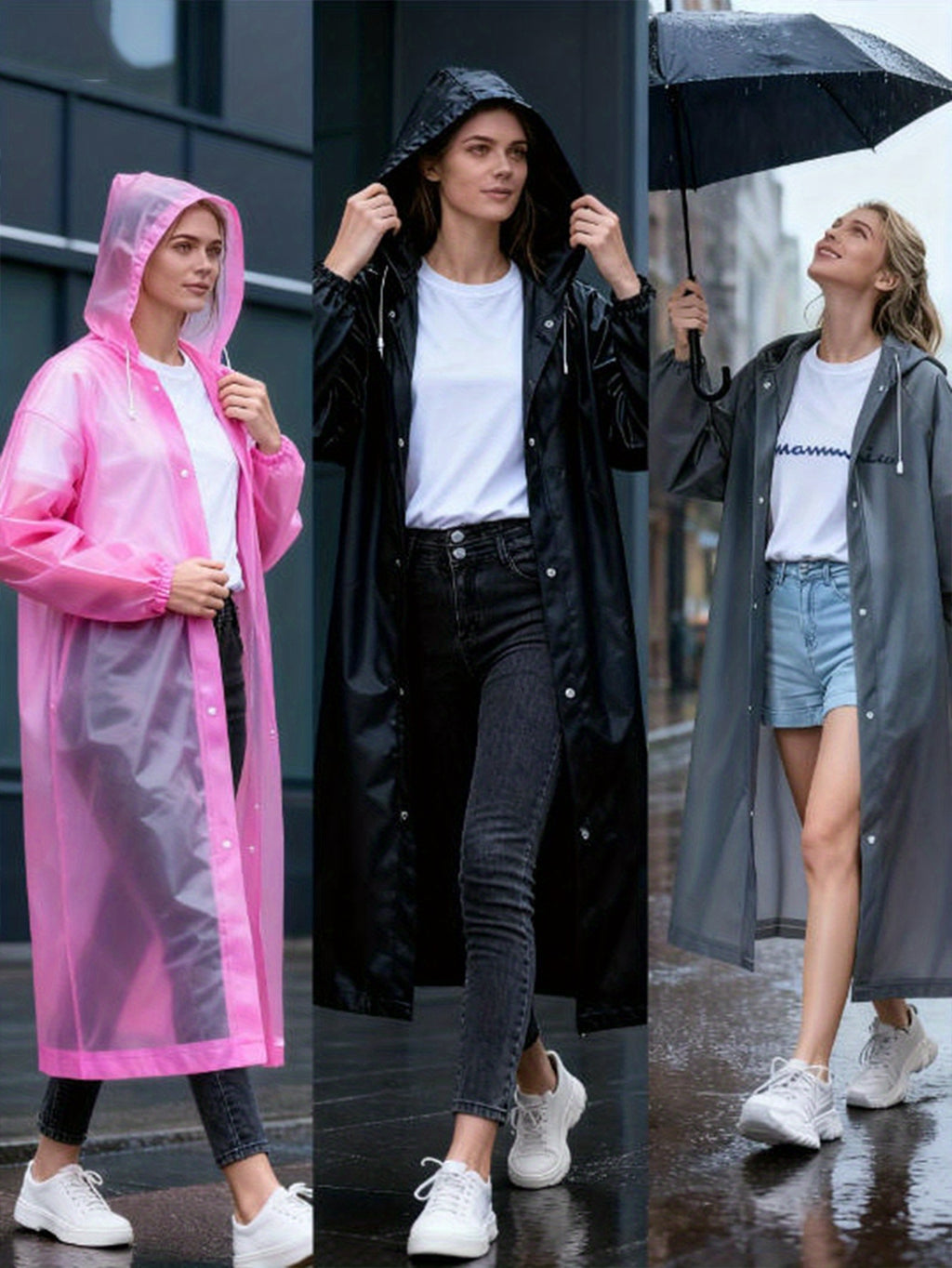3pcs black   windproof thicken   raincoats full