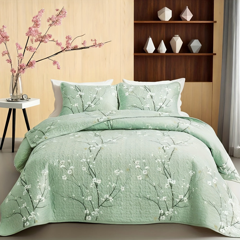 2 3pcs multicolour tree branch plum   quilted quilt