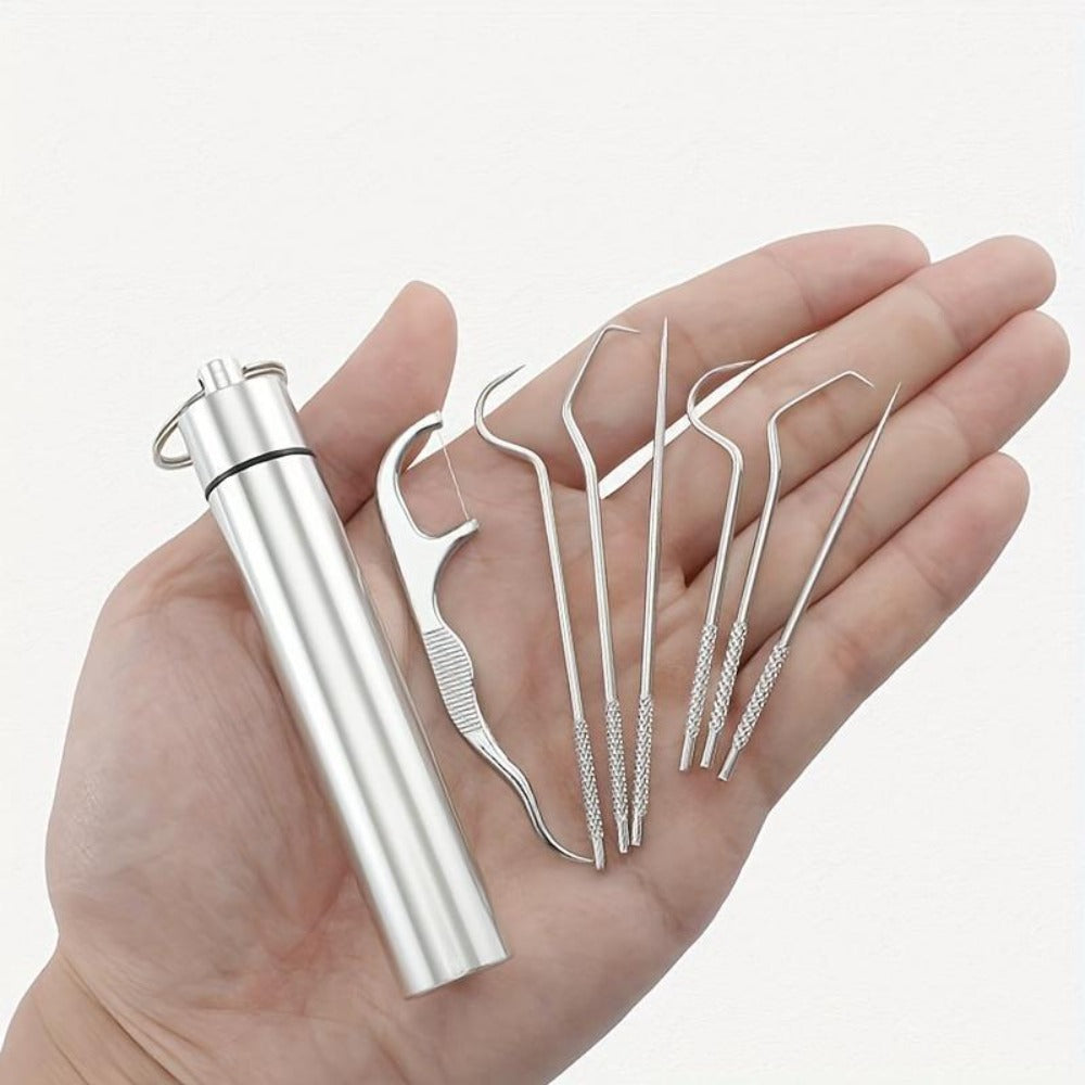 a set 8 stainless steel toothpick suit bracket reusable