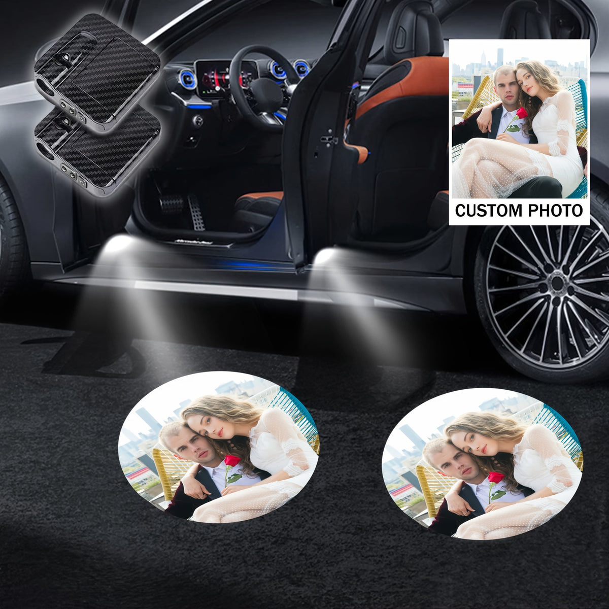 4pcs car welcome lights design photo led clear projection