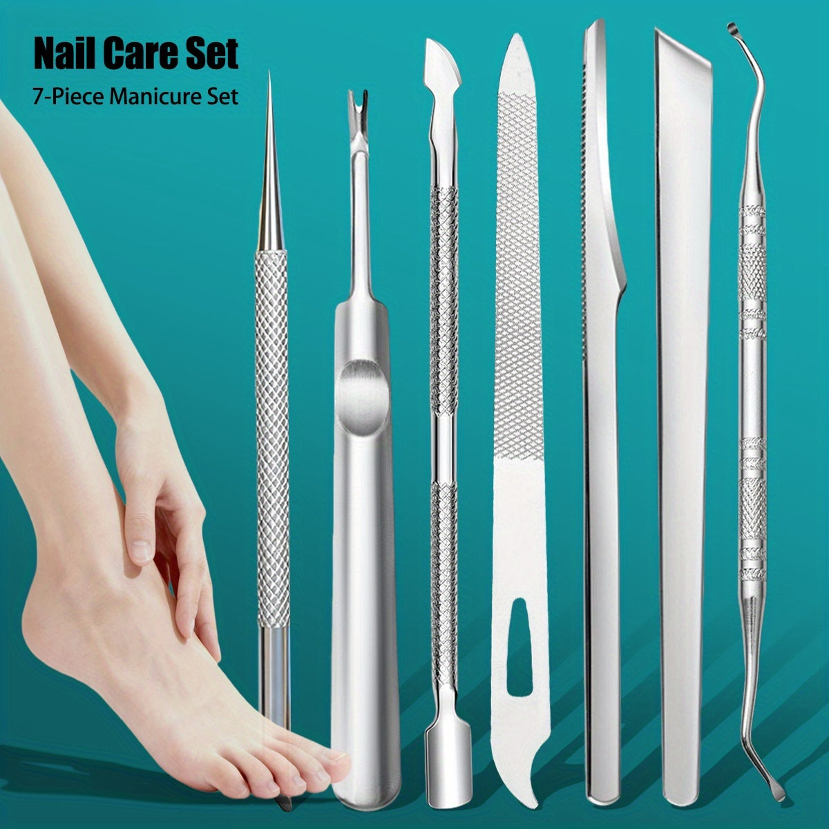7pcs cuticle tool set   cuticle fork blackhead