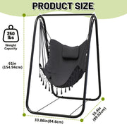 outdoor swing chair a stand featuring a   metal hammock