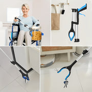 tri fold blue extra long 43 inch foldable trash grabber