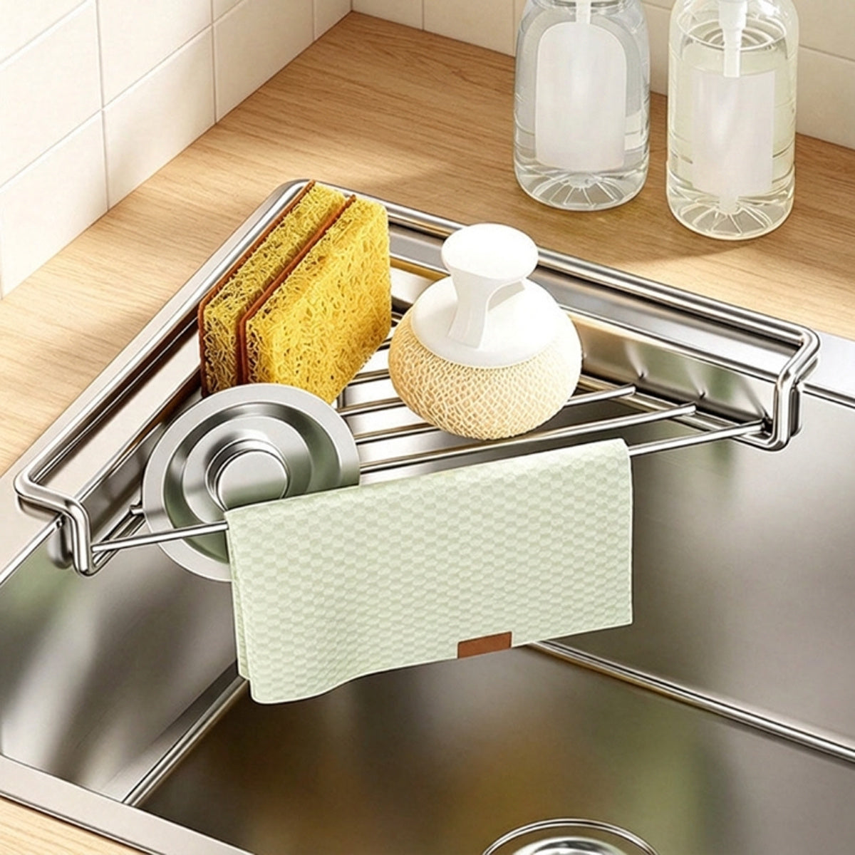 1pc corner sink storage rack heavy duty stainless steel sink