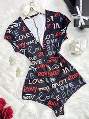 plus size plus size womens contrast color letter print v