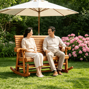 hd outdoor glider bench wood patio glider cup holders porch