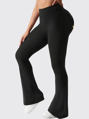 womens high stretch sporty flare yoga pants back waist