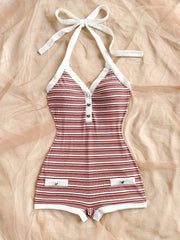 vintage red white striped contrast