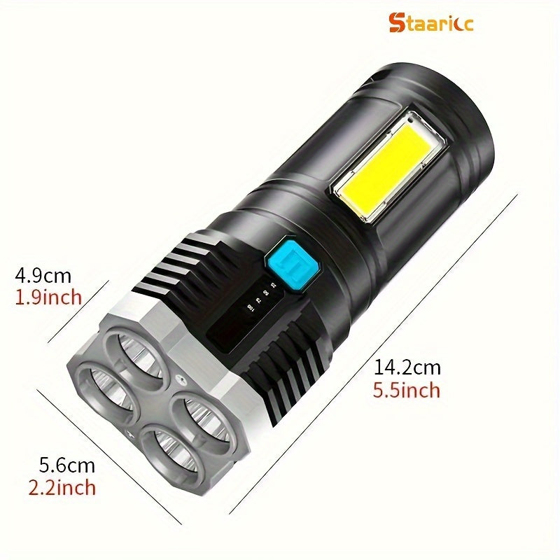 1pc led multifunctional rechargeable flashlight powerful 4