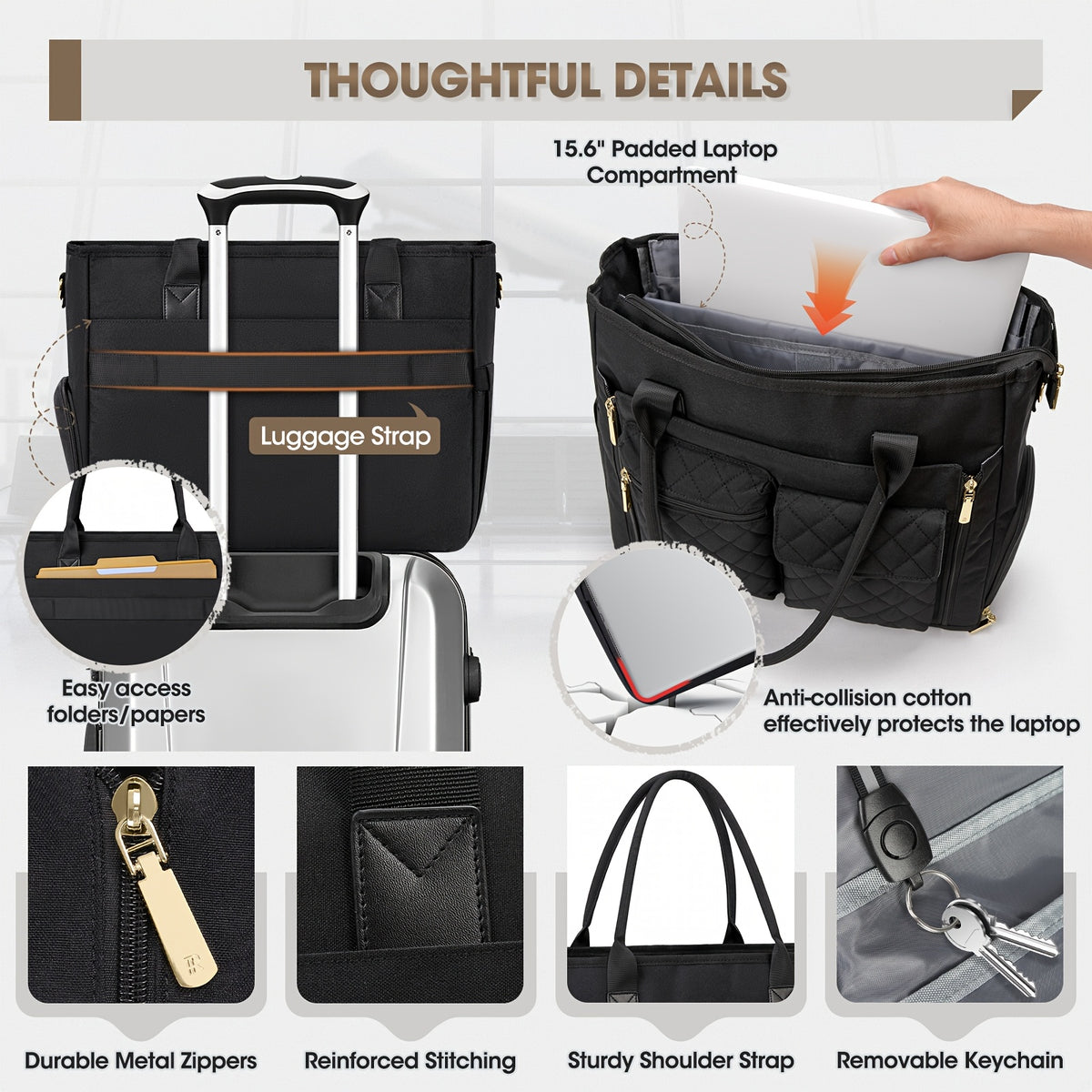 teacher tote bag insulated lunch compartment 15 6